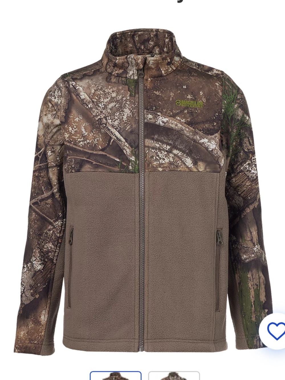 Magellan Outdoors Hunt Gear Youth Boone Fleece Jacket Real Tree Camo size Small